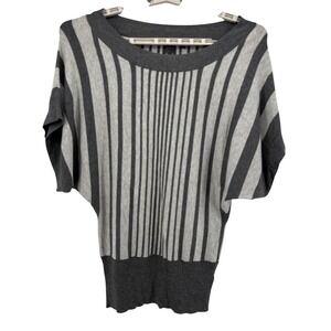 Guess Womens Striped Dolman Sleeve Sweater Top Size Large Grey